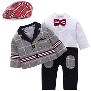 Baby Boy Gentleman Long Sleeve Jumpsuit 4 pcs set